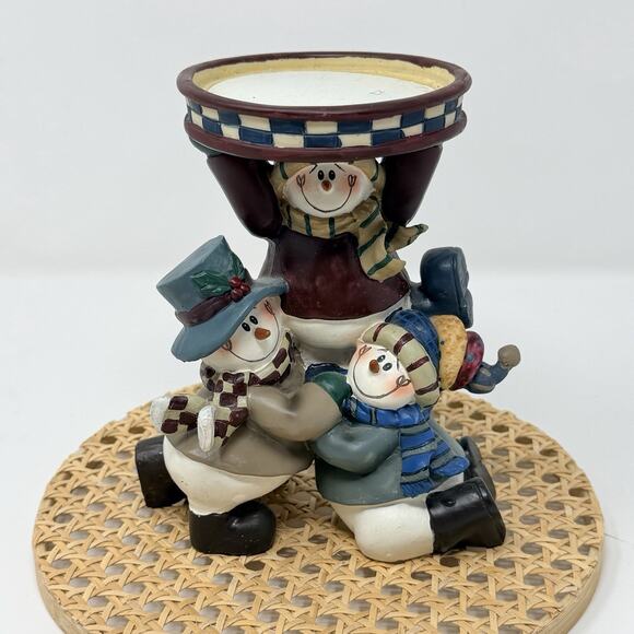 3 Snowman Pillar Candle Holder Decor Christmas Winter Holiday Decor - Picture 2 of 6